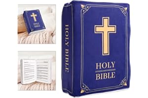Cozy Faith Bible Pillow, 13x8.66x3.54in Velvet Holy Bible Verse Pillow Scripture Pillow Plush That Opens Book Shape Faith Pil