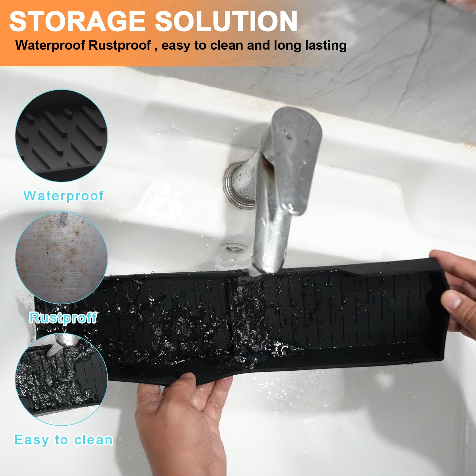 Silicone Stove Mat & Spice Rack Set: Stove Top Cover for Electric Stove, Glass Top Stove Protector for Range top, Extra Cook Space Store（Black,28x20）