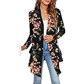 Veryoung Womens Lightweight Summer Cardigan Casual Drape Soft Open Front Short Sleeve Cardigans with Pockets High Low Hem