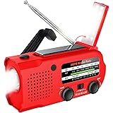 Lukasa 5000 mAh Emergency Hand Crank Portable AM/FM/NOAA Weather Radio, Rechargeable Solar Radio with LED Flashlight, Phone C