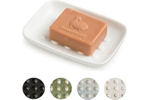 Miamolo Soap Dish, Ceramic Soap Holder Shower Soap Dish for Bar Soap Sponge, Soap Saver Tray for Bathroom Kitchen Sink, White