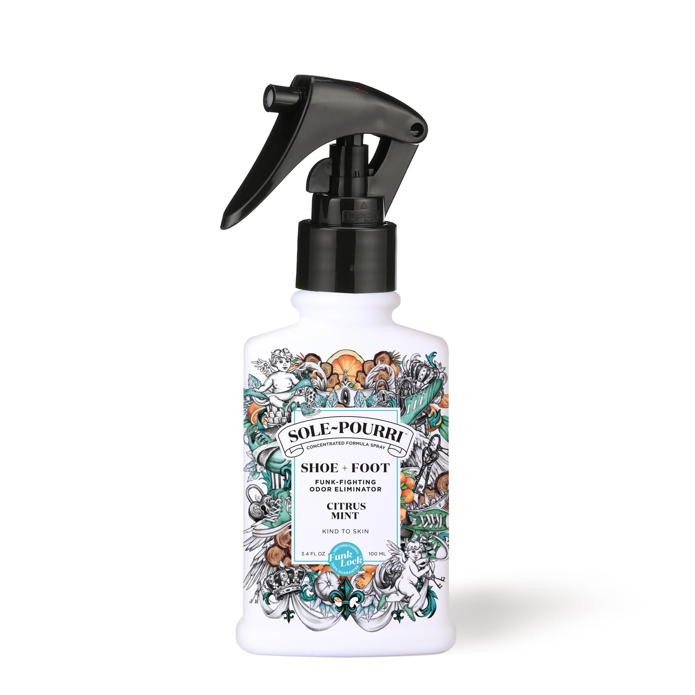 Photo 1 of Sole-Pourri Shoe Deodorizer + Foot Spray, 3.4 Fl Oz, Up to 150 Uses, Funk-Fighting Odor Freshener with Essential Oils, for Smelly Shoes, Feet & Gym Bags, Citrus & Mint Scent