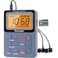 Paeiope Portable Radio AM FM, Rechargeable Pocket Walkman with Best Reception Digital Tuning, MP3, Stereo Earphone, Large LCD Screen, TF Card Socket, Transistor Radio for Jogging/Gym/Camping(Blue)