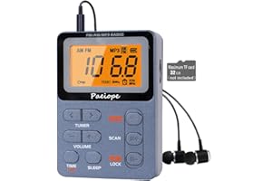 Paeiope Portable Radio AM FM, Rechargeable Pocket Walkman with Best Reception Digital Tuning, MP3, Stereo Earphone, Large LCD Screen, TF Card Socket, Transistor Radio for Jogging/Gym/Camping(Blue)