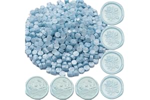 ONWINPOR Wax Seal Beads Baby Blue, 400Pcs Sealing Wax Beads, Octagon Wax Sealing Beads, Gentle Blue Sealing Wax Beads Set for Wax Seal Stamp, Gift Wrapping, Letter Sealing (Light Blue)