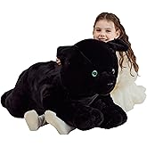 IKASA Black Cat Stuffed Animals Plush Toys,Giant Big Large Jumbo Soft Toy,30" Cute Huge Size Fluffy Plushy Fat Plushie,Gifts for Kids