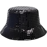 JAZTAKU Unisex Metallic Bucket Hat Waterproof Holographic Bucket Hat Fishing Hat Trendy Hip Pop Sun Cap