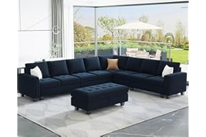 Belffin Oversized Modular Sectional Sofa L Shaped Sofa Couch Set with Storage Ottoman Corner Convertible Sectional Couch with Reversible Chaise Blue