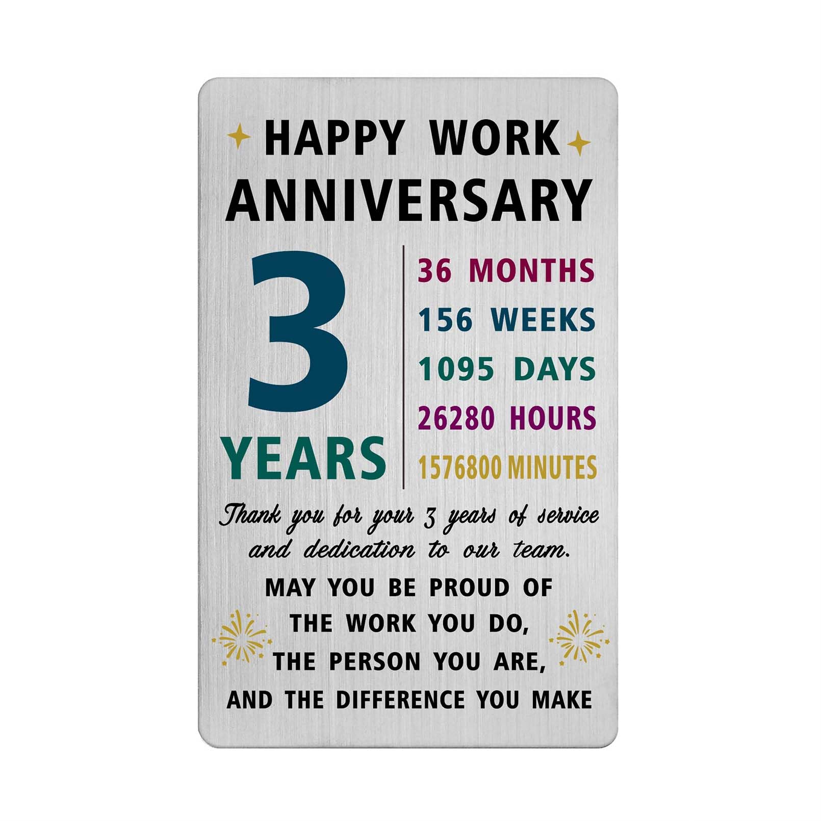 Richesele 3 Years Work Service Card - Thank You 3 Years Work Gifts - Happy 3rd Work Anniversary Credit Card Size Keepsake