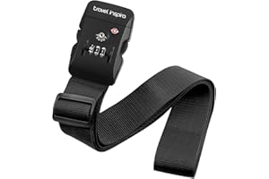 Travel Inspira Luggage Strap with TSA Combination Lock - Adjustable, Easy to Use, Protect Your Luggage, Black