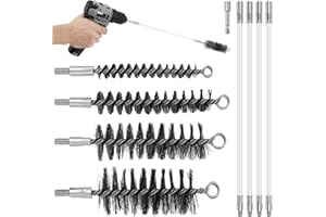 9 Pcs Pipe Cleaning Brush Set with Stainless Steel Bristles, 4pcs Stainless Steel Pipe Brush with 4 Flexible Rods, Wire Brush