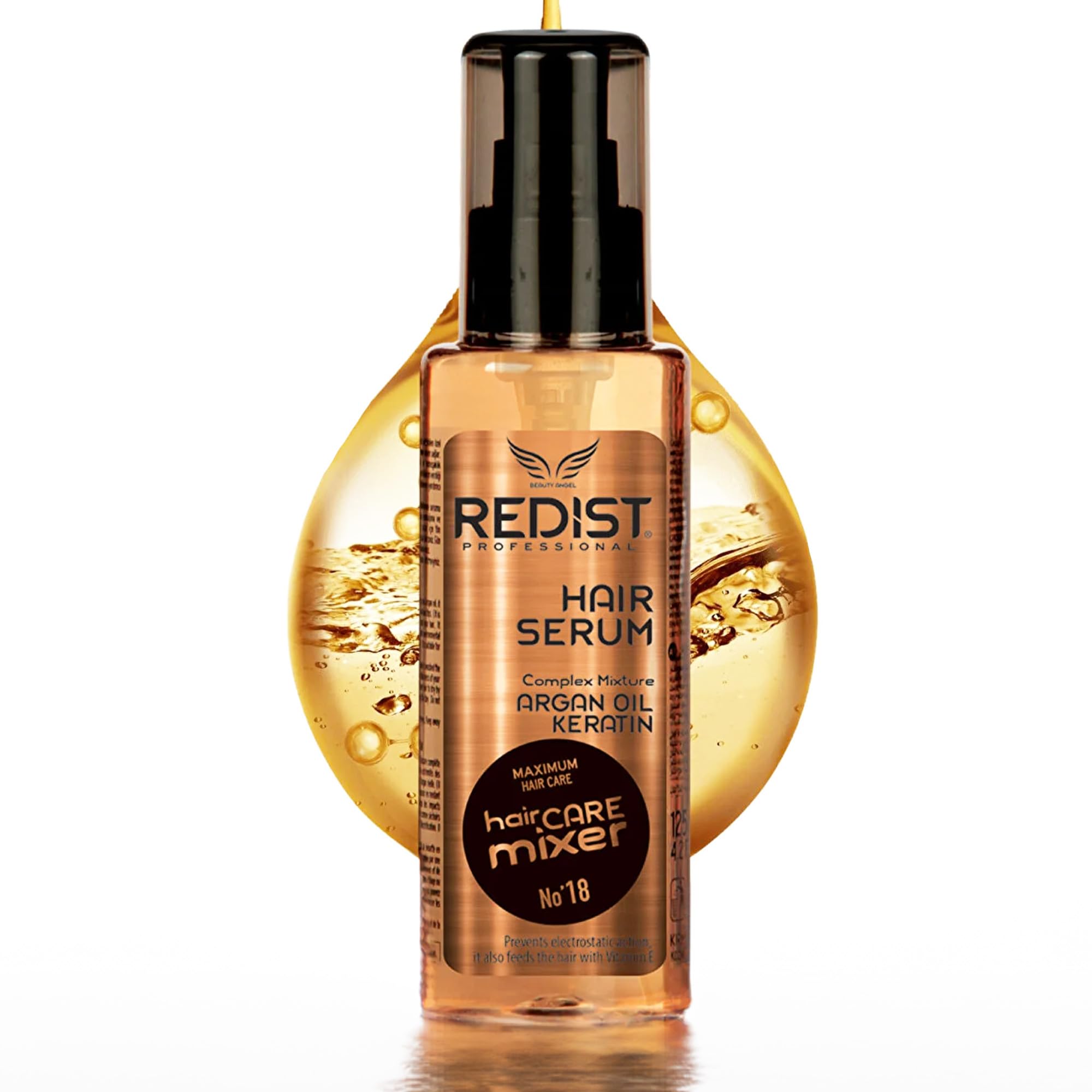 Redist Hair Serum with Keratin & Argan Oil 125ml | Intensive Repair for Dry & Damaged Hair | Anti-Frizz & Split End Treatment | Shine & Smoothness Restoring Hair Oil | Professional Hair Care Serum
