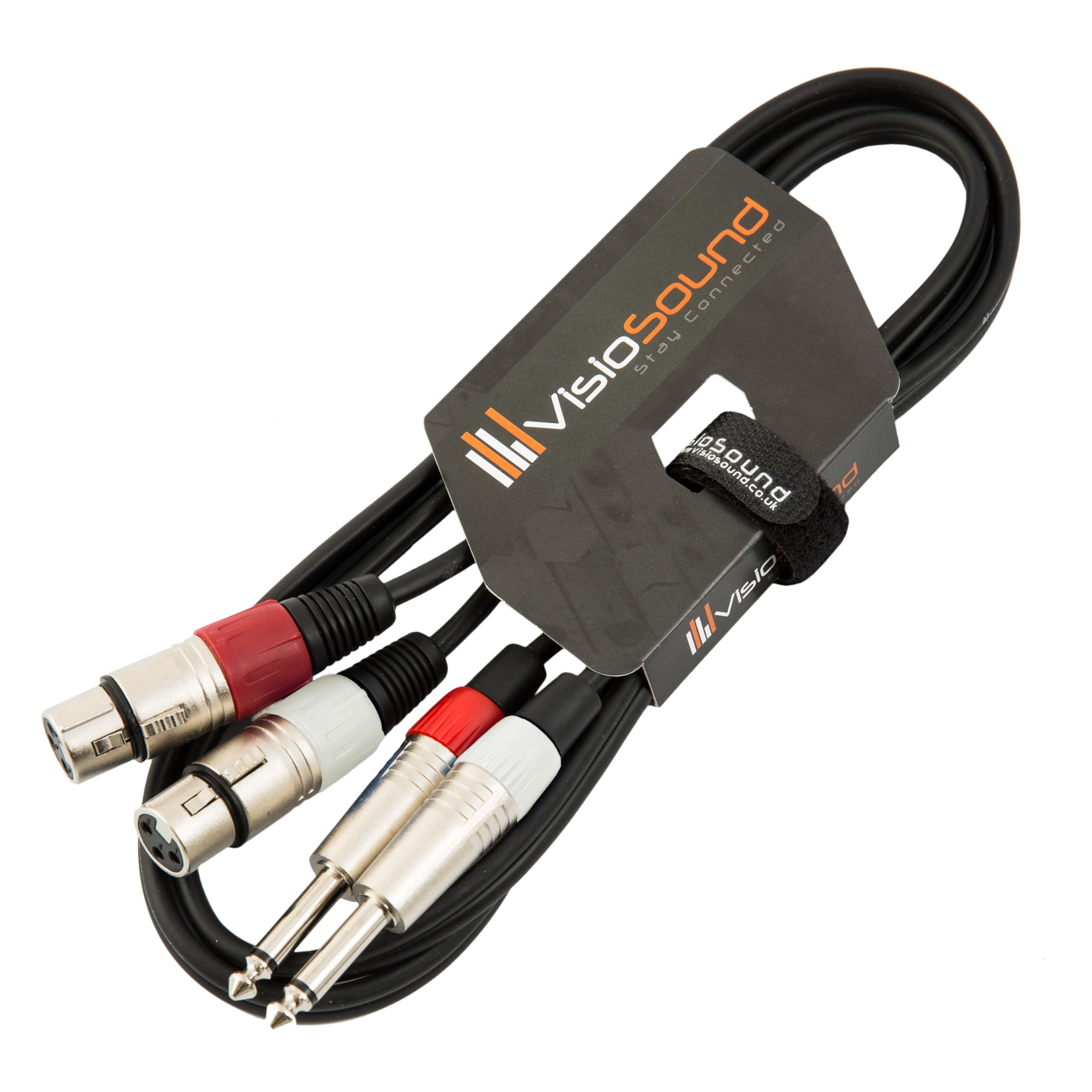 VisioSound 2 x Female XLR to 2 x 6.35mm 1/4" Mono Jack Twin Lead/Audio Signal Patch Cable 1.5m