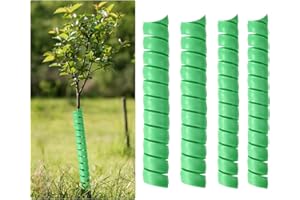 FCENDS 4 Pcs Tree Trunk Protector-2 Size Plastic Spiral Tree Guard, Plastic Tree Bark Wraps to Protect Bark from Animals and Lawn Mowers (Green-4PCS)