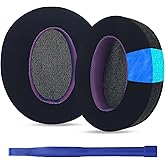 Aiivioll Ear Pads for Sony WH-CH700N/WH-CH710N/WH-CH720N/ZX770BN Headphones, Replacement Earpads with Ice Silk Cloth and Memory Foam, Ice Feel Gel Ear Cushions (Black Purple/Print)