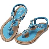 SHIBEVER Flat Sandals for Women Dressy: Summer Comfortable Dress Thong Flats Sandal