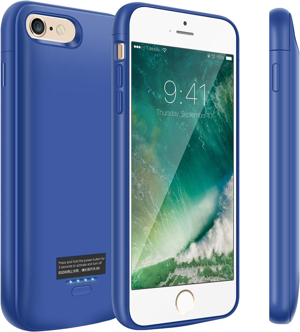 Modernway Battery Case for iPhone 8 Plus/7 Plus/6 Plus/6s Plus, 5500mAh Portable Charger Case, Rechargeable Extended Battery Charging Case for iPhone 8 Plus/7 Plus/6 Plus/6s Plus(5.5 inch)-Blue