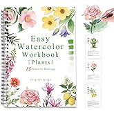 Watercolor Workbooks Plants, 15 Beautiful Paintings for Water Color Book Adult, Watercolor Coloring Book for Beginners, Watercolor Workbook for Adults Teens (Without Palette, Plants)