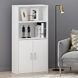 Furinno PASIR Book Shelf Door Bookshelf 59.9 W x 121.4 H x 30 D cm White view 2