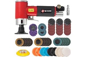 SI FANG 2 Inch Pneumatic Mini Orbital Sander Right Angle Air Die Grinder, Surface Prep Rotary Tool Polisher Kit with Various 