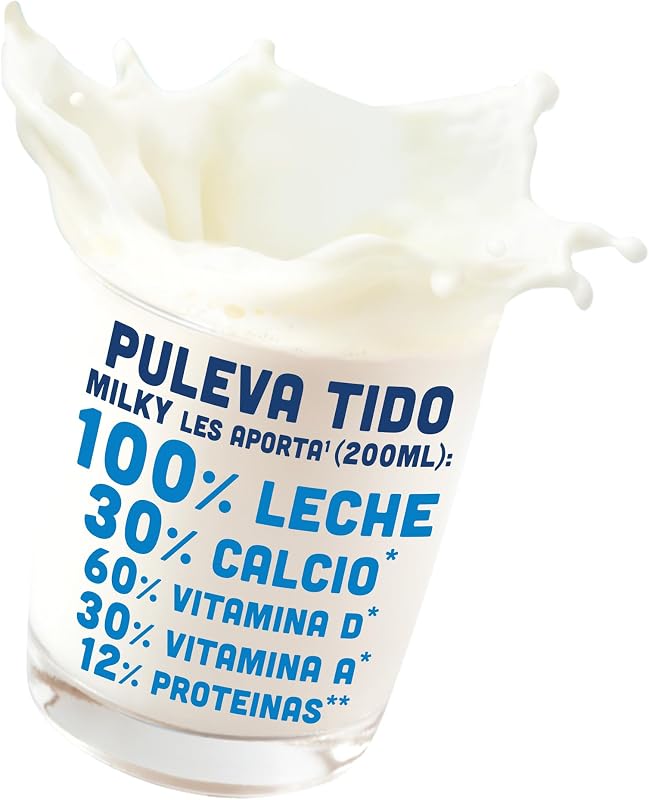 Tido Milky Leche Entera con Vitaminas A y D y Pajita, Pack 6x200ml