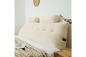 Rycwola Headboard Wedge Pillow with 2 Pack Neck Roll Pillow Large Headboard Pillow King Wedge Pillow Headboard Soft and Supportive Bed Rest Reading Pillows for Sitting in Bed with Removable Cover