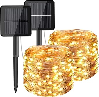 Solar Lichterkette Aussen 2 Stück 100 LED 12M 8 Modus