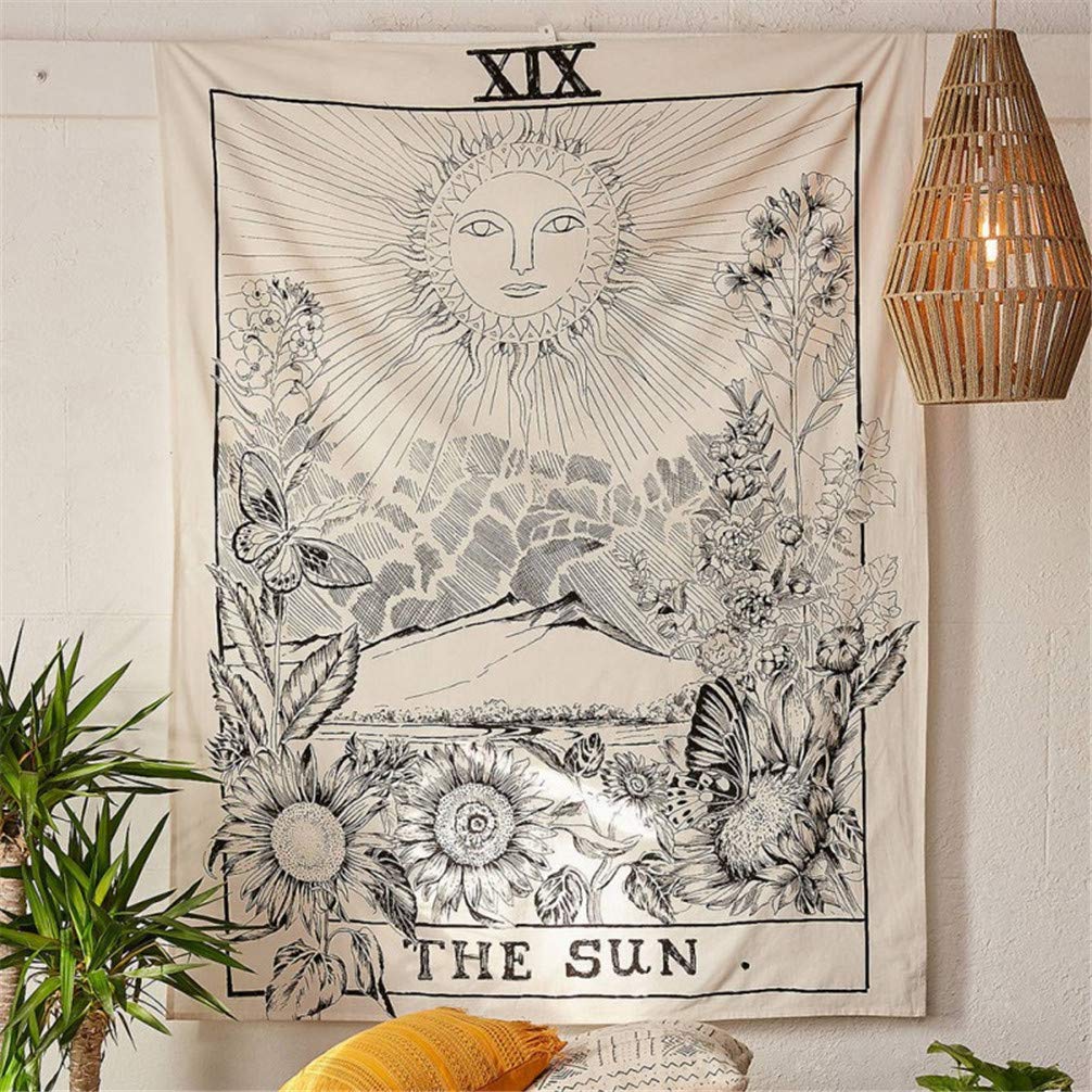 Amiiba The Sun Wall Tapestry Tarot Tapestry Wall Hanging Medieval Europe Divination Home Decoration for Bedroom Living Room (Sun, L - 79"x59")