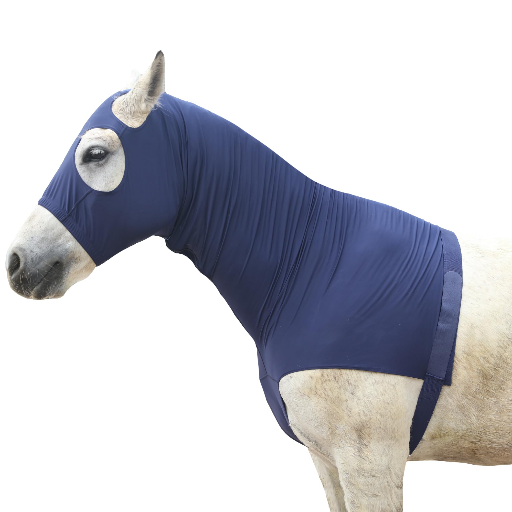 Leberna Horse Stretch Hood Without Ears Snug Fitting Hood with Zip Closure Covers Face, Shoulders, Mane, Chest and Withers Perfect for Show/Event Preparation