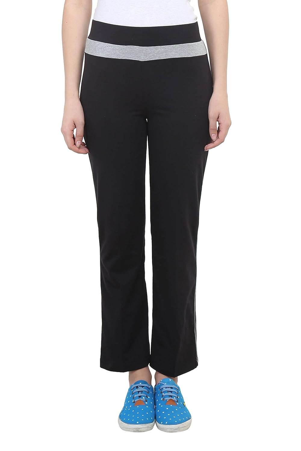 vimal black cotton blend trackpant for women