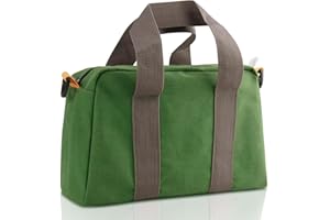 MJFSGYO 12 Inch Small Tool Bag, Canvas Tool Storage Bag, Large Capacity Multipurpose Zipper Soft Tote Organizer Pouch, for Electrician, Plumbing, Gardening,Tools Bags for Men