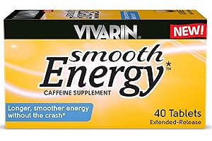 Vivarin Smooth Energy Extended Release Caffeine Tablets, 200mg, Focus, Alertness & Mental Clarity, Non-Habit Forming Energy Supplement, Sugar & Calorie Free, 40 Count