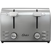 Oster 4 Slice Toaster, With 7 Browning Settings, Extra Wide Slots For Bagels and Special Breads, Removable Easy-to-Clean Crumb Tray, Cancel/Defrost/Bagel, Stainless Steel