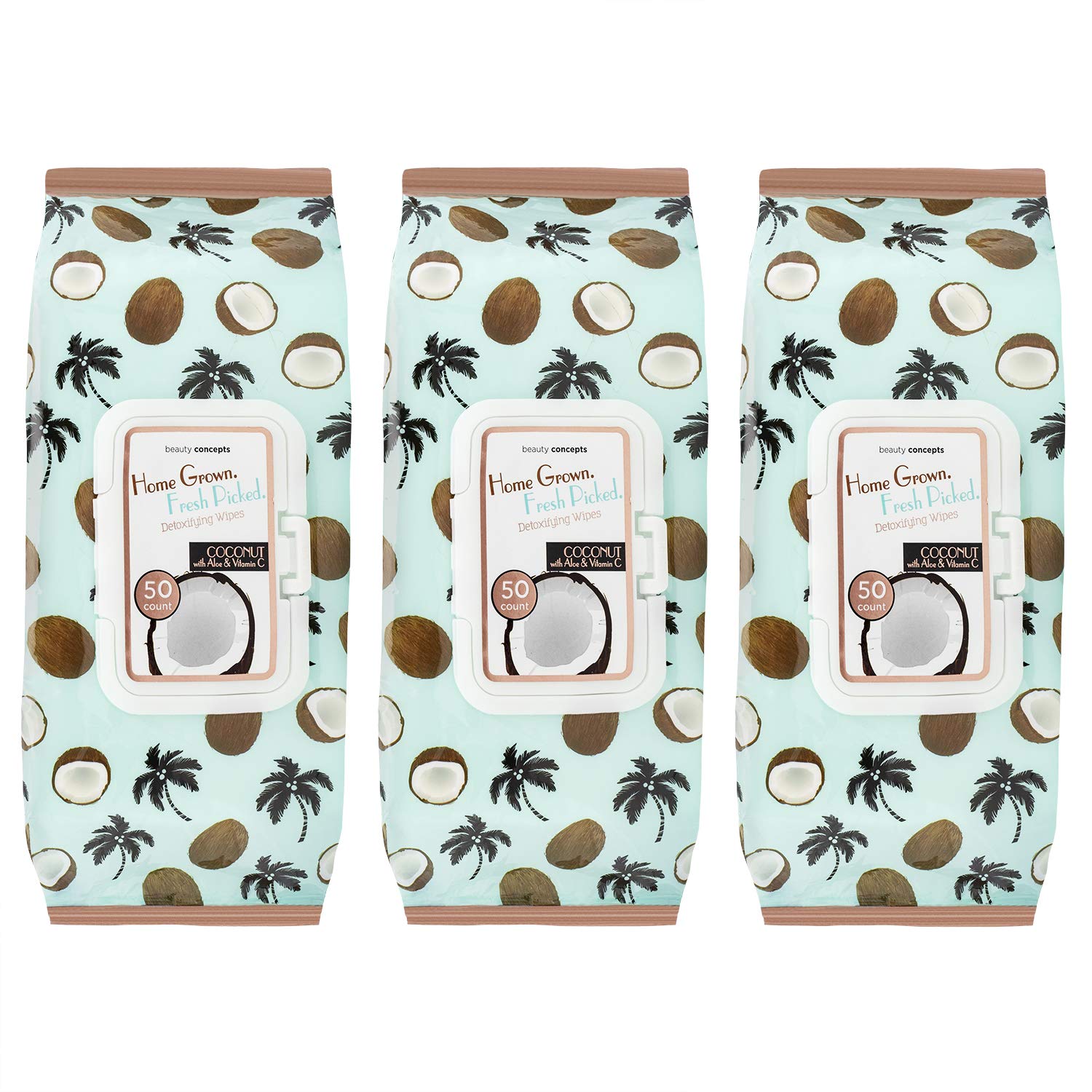 B.C. Beauty Concepts Makeup Remover Wipes Bulk Pack of 3, 150 Facial Cleaning Cloths Removes Makeup Mascara Dirt and Oil, Flip Top Pack (Coconut with Aloe & Vitamin C): Beauty