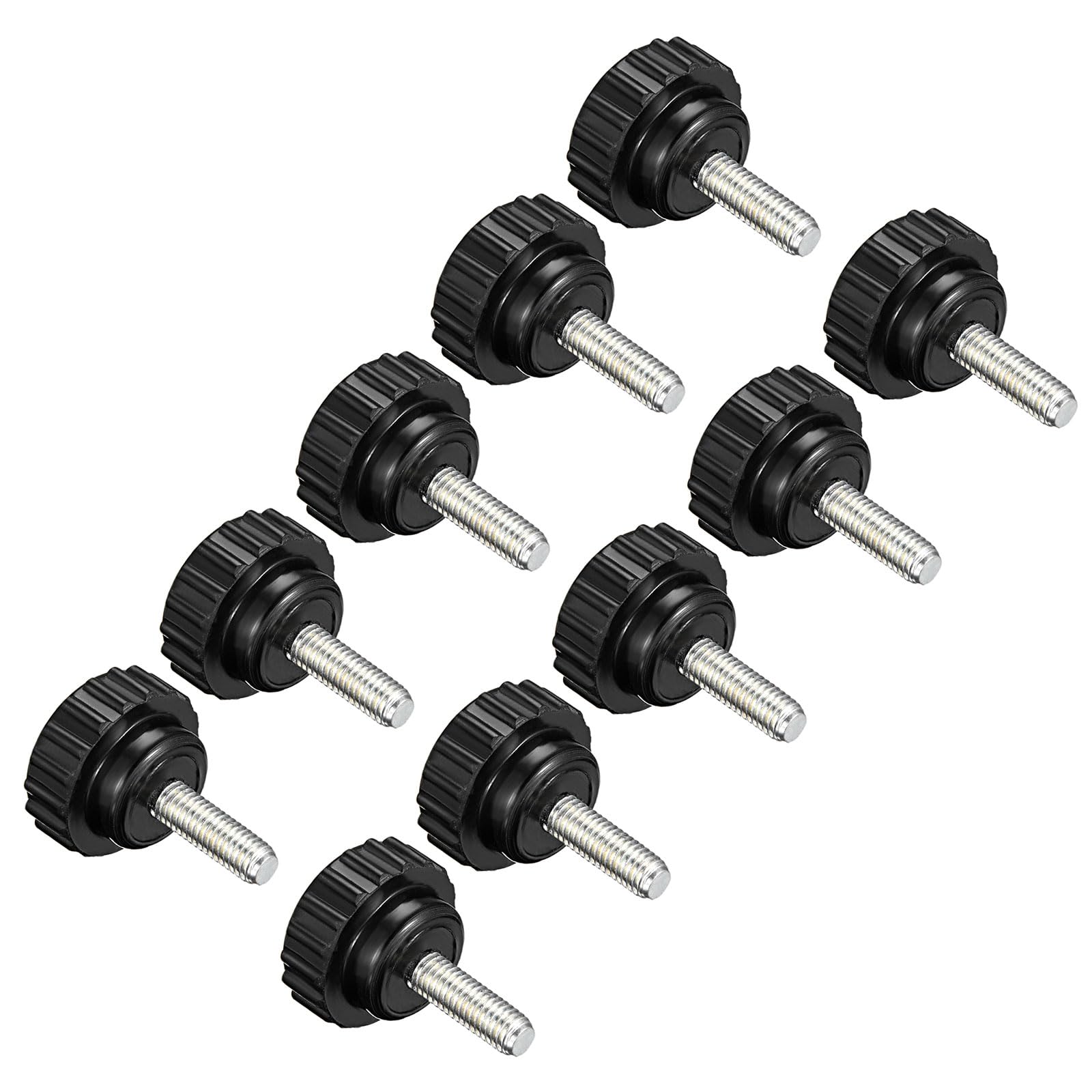 CoCud Knurled Clamping Knobs, M5 x 16mm Male Thread 21mm Head, Thermoset Plastic Thumb Screw Grip Bolt Knobs Black - (Applications: for Lathe Machinery), 10-Pieces