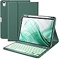 Harvopu Compatible for iPad Air 11-inch/ 10.9" Air 5th 4th Generation Case with Keyboard - Backlit Detachable, Folio Cover with Pencil Holder for iPad Air 11 Inch M3/M2, Air 5/ Air 4 (Pine Green)