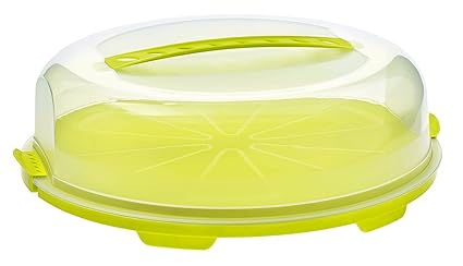 Rotho Fresh flache Tortenglocke, Kunststoff (BPA-frei), grün / transparent, (35,5 x 34,5 x 11,6 cm)