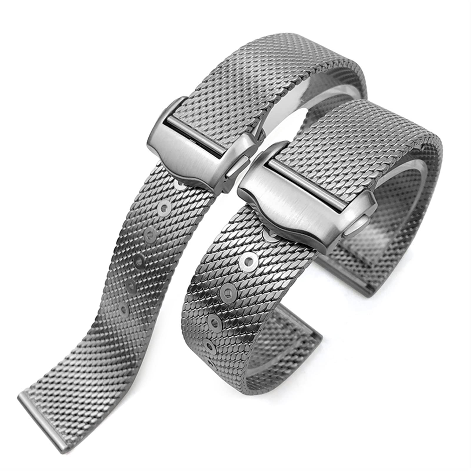 Wscebck 20mm Titanium Steel Braided Watchband Fit for Omega 007 Seamaster James Bond Watch Band Strap Deployment Buckle (Color : Silver, Size : for Omega 20mm)