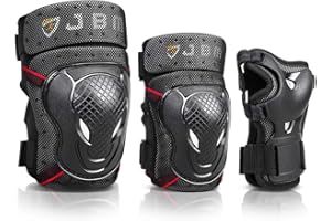 JBM Adult Youth Bike Knee Pads and Elbow Pads with Wrist Guards Protective Gear Set for Biking, Riding, Cycling and Multi Sports Scooter, Skateboard
