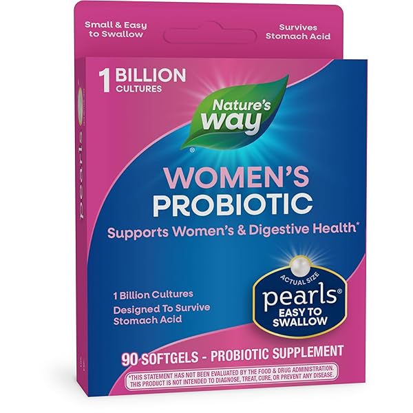 NATURE’S WAY WOMEN’S PROBIOTIC PEARLS, SUPPORTS WOMEN’S AND DIGESTIVE HEALTH*, PROTECTS AGAINST OCCASIONAL CONSTIPATION & BLOATING*, 1 BILLION LIVE CULTURES, 90 SOFTGELS (PACKAGING MAY VARY)