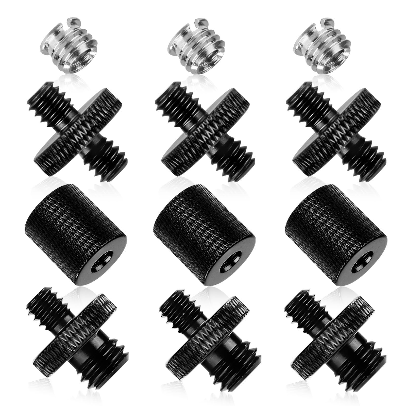 12pcs Mic Stand Adapter, Mic Thread Adapters 1/4 Female to 3/8 Male & 1/4 Male to 1/4 Male & 1/4 Male to 3/8 Male & 1/4 Female to 3/8 Female Screw Adapter for Microphone Boom Arm Camera Tripod