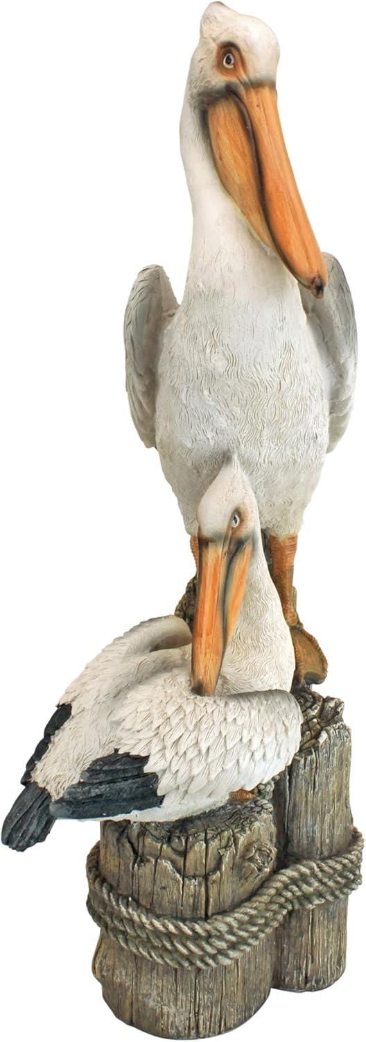 Design Toscano Coastal Decor Ocean's Perch Pelicans Garden Bird Statue, 24 Inch, Polyresin, Full Color : Design Toscano Ocean S Perch Pelican Statue : Garden & Outdoor