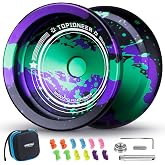MAGICYOYO V12 Finger Spin Yoyo, Professional Responsive Yo-yo for Kids 8-12 | Dual Functions Unresponsive Yoyo for Adults, 12 Strings, Accessory Kit, Dimple &amp; Hook Fingerspin Design- Black, Green, Purple