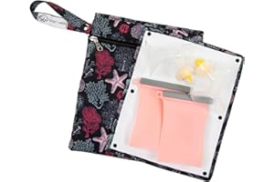 Sarah Wells Pumparoo Wet Dry Bag for Breast Pump Parts – Compact Organizer with Waterproof Pocket, Staging Mat & Fridge Hack – Machine Washable Pumping Accessory (Ocean)