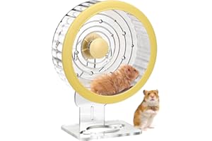 ANTIAI Silent Hamster Wheel Quiet Spinner Small Animals Running Exercise Wheels Accessories with Height Adjustable Stand for Syrian Dwarf Hamsters, Gerbils,Mice,Rats and Other Small Pets,Yellow,L