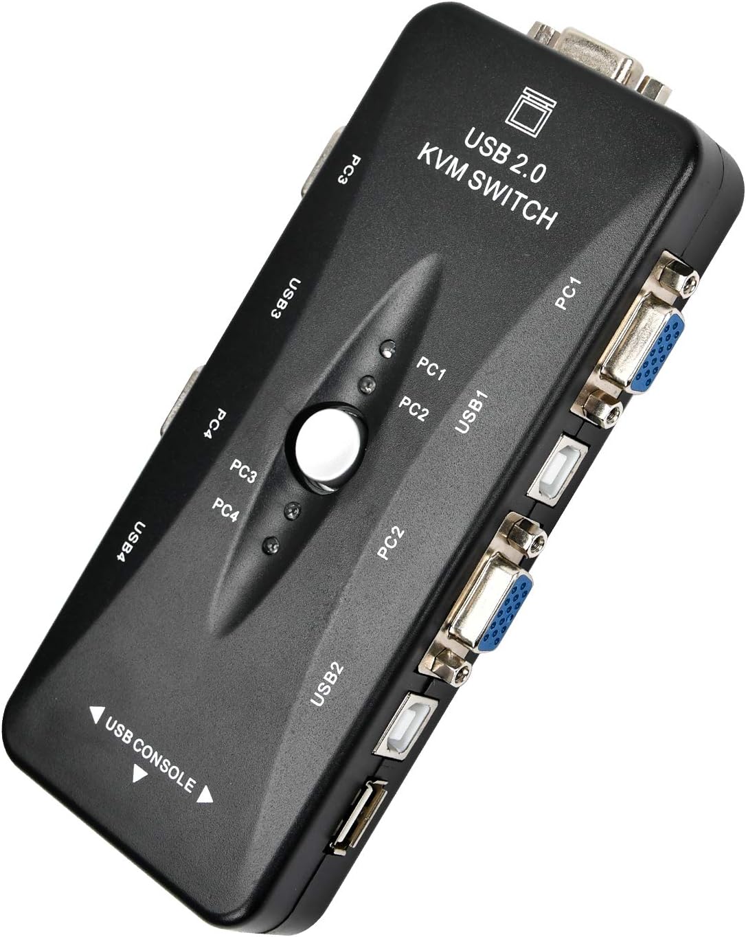 USB KVM Switch Box 4 Port VGA Video Sharing Adapter 4 in 1 Out Manual Switche for Computer, PC, Laptop, Desktop, Monitor, Printer, Keyboard, Mouse Control