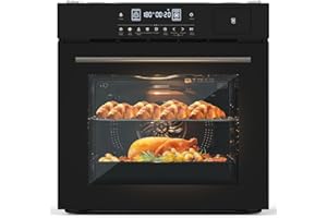 ATTRACOAST Wall Ovens 24 Inch Electric Single Oven, 2.5Cu.Ft, 3000w, 240V Built-In Oven With Air Fryer & 8 Baking Pro Mode,Touch Control, Timer, Safety Lock,Upgraded