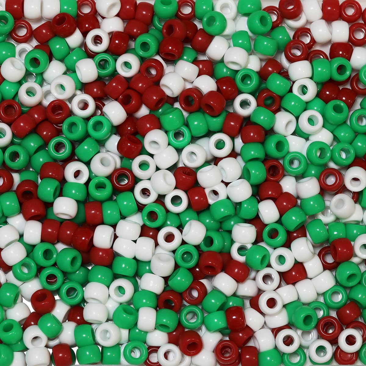 Bala&Fillic Pony Beads Size 6X9mm 1000pcs Christmas Colors Mixed in Bag, Craft Pony Beads for Making Bracelets