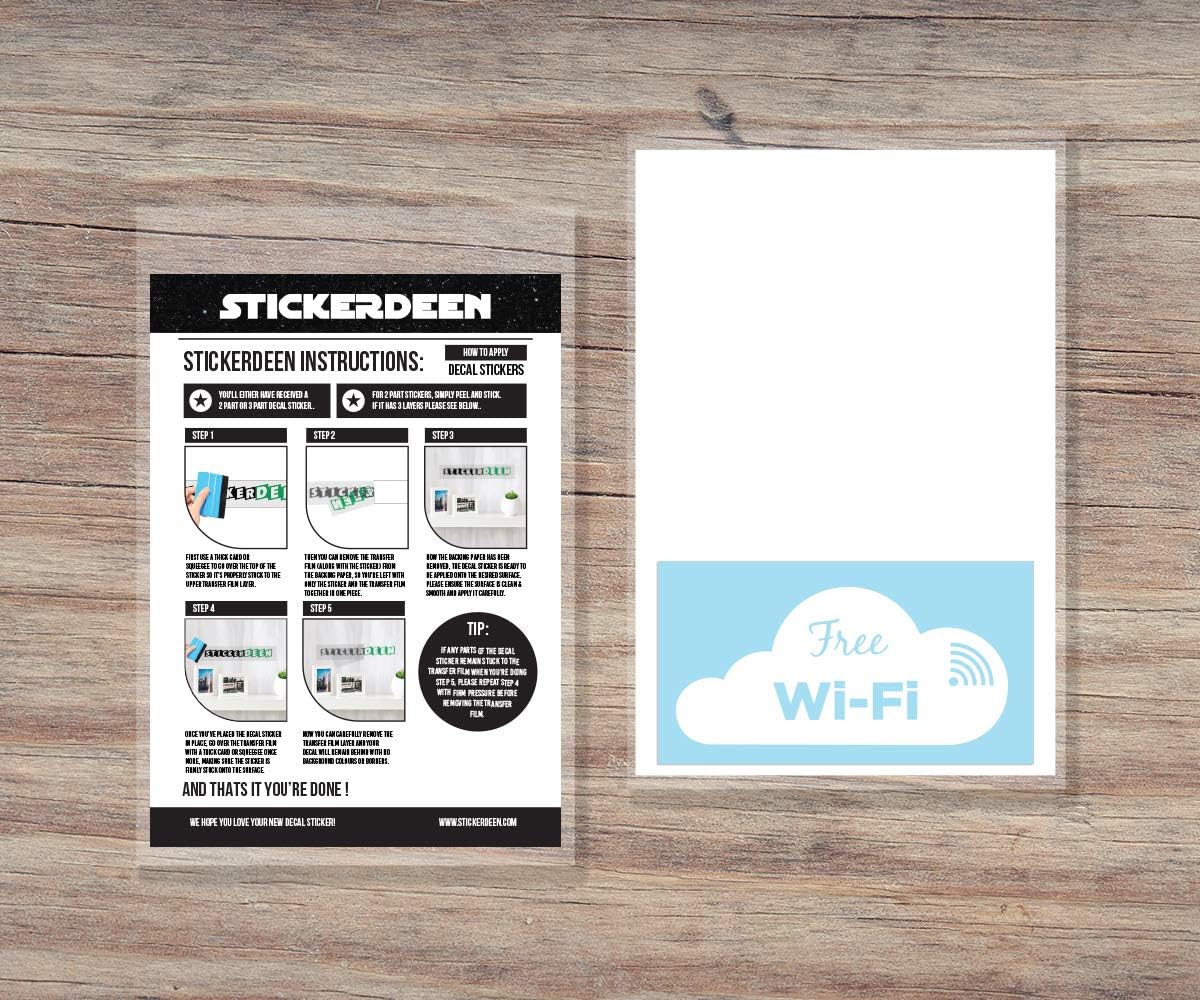 Free WiFi Cloud Graphics Window Sign Vinyl Sticker Cafe Shop Salon Bar Restaurant Business Building Shop Indoor Outdoor (White) - Image 3