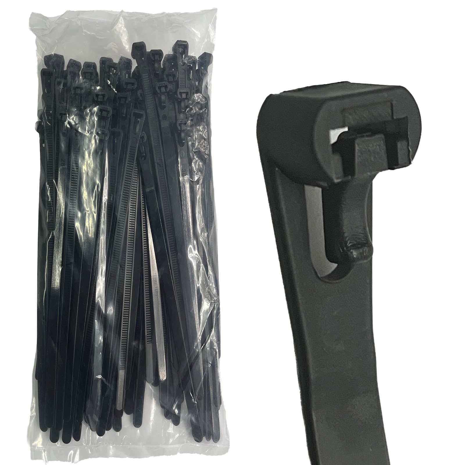 EzySup Reusable Zip Ties Heavy Duty for Outdoor Use,450mm x 7.6mm,100 Pieces,Black